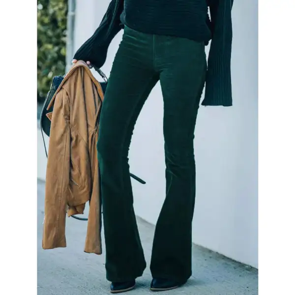 Full Size Corduroy Flare Pants Plus Size