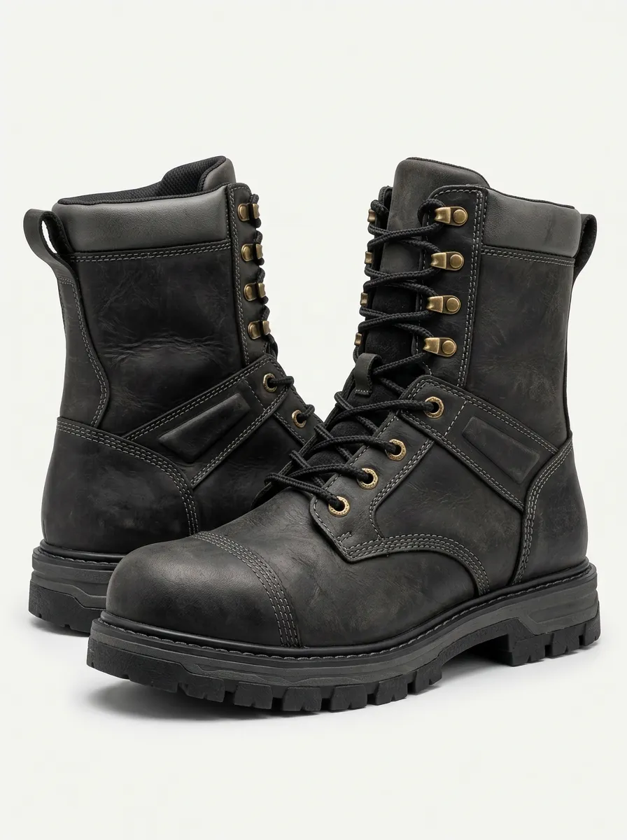 Men's Work Boots with Printed Detail and Black Accents