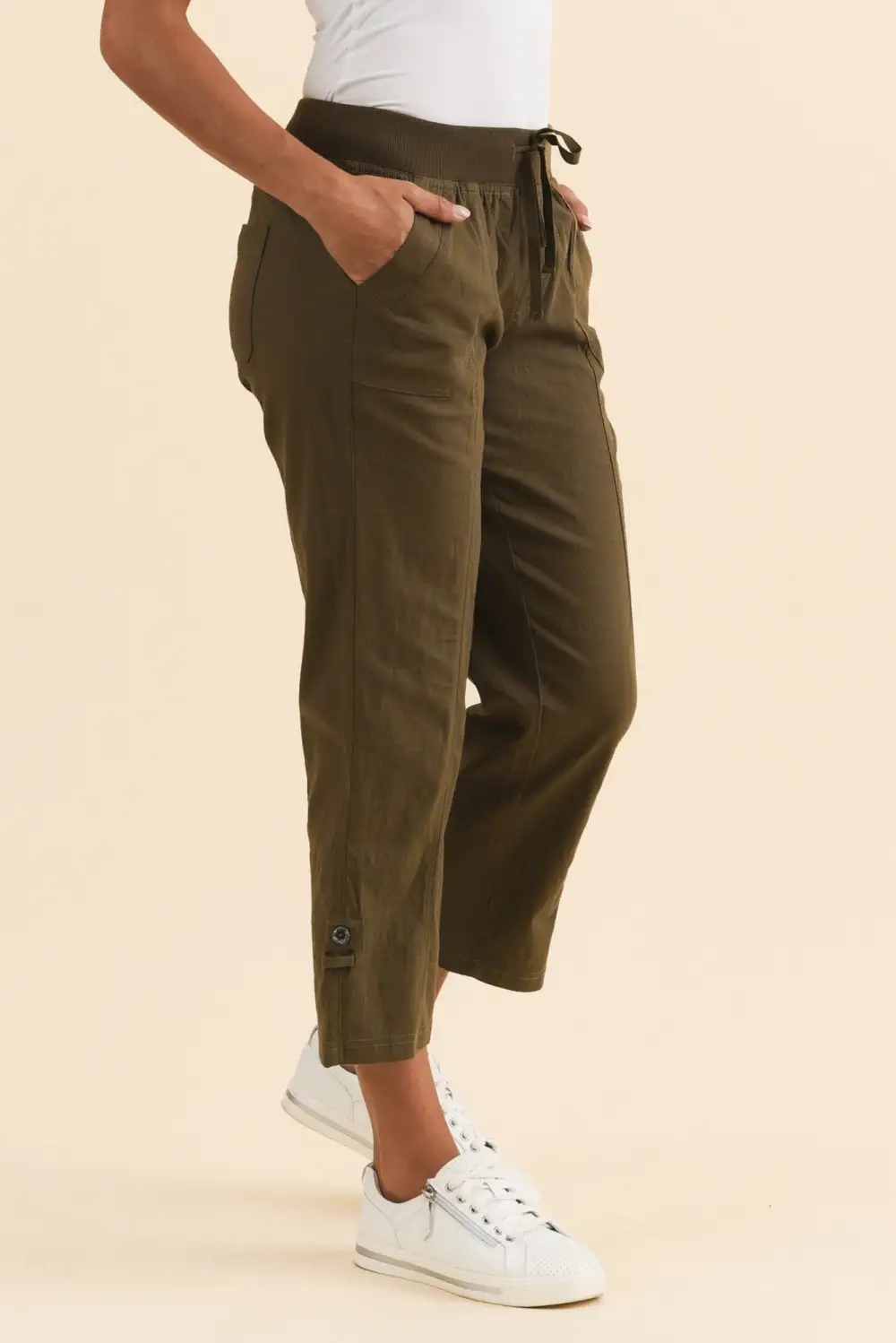 Mid Rise Drawstring Cargo Pants