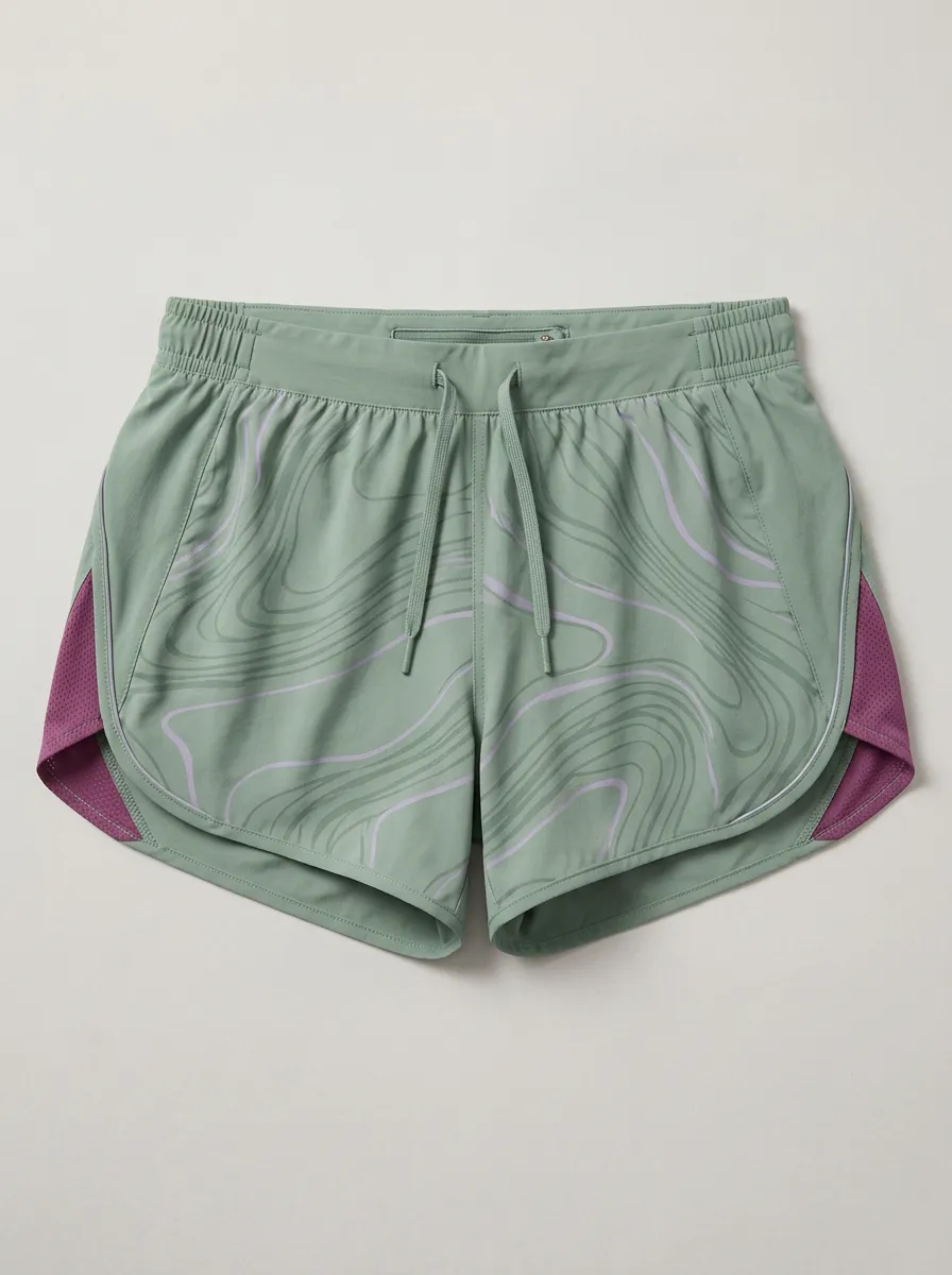 Women's Athletic Fitness Marble Swirl Printed Running Shorts