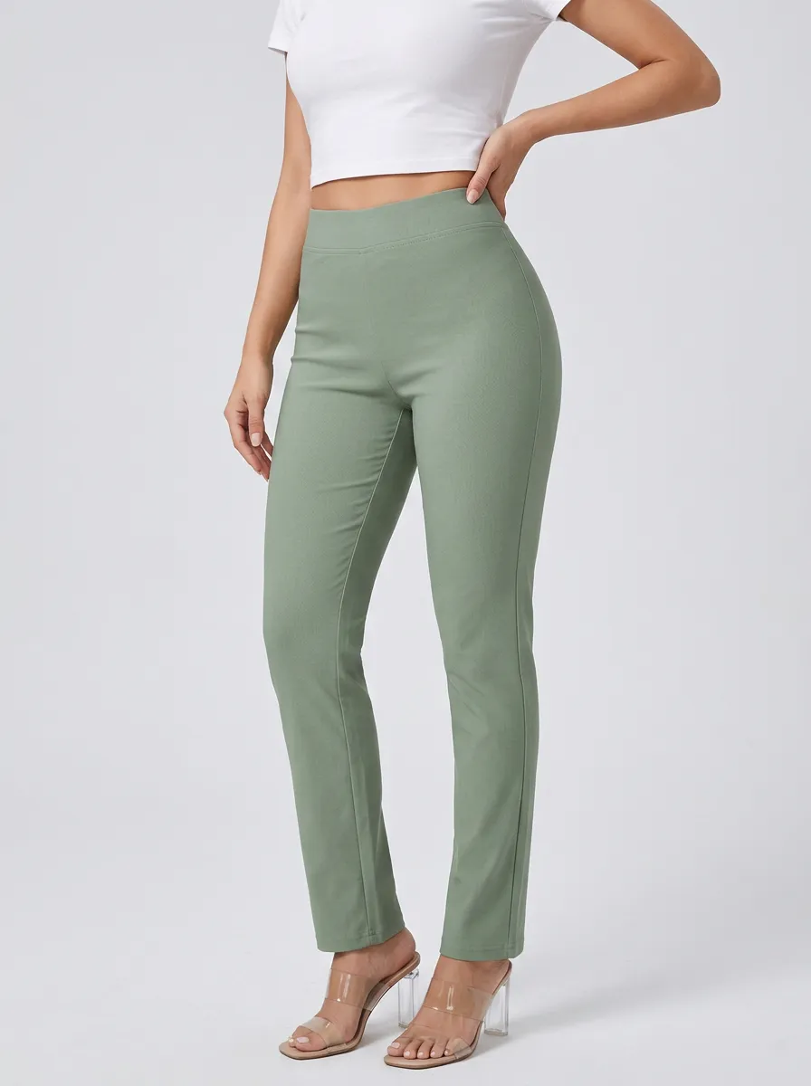 Classic Mid-Rise Stretch Pants