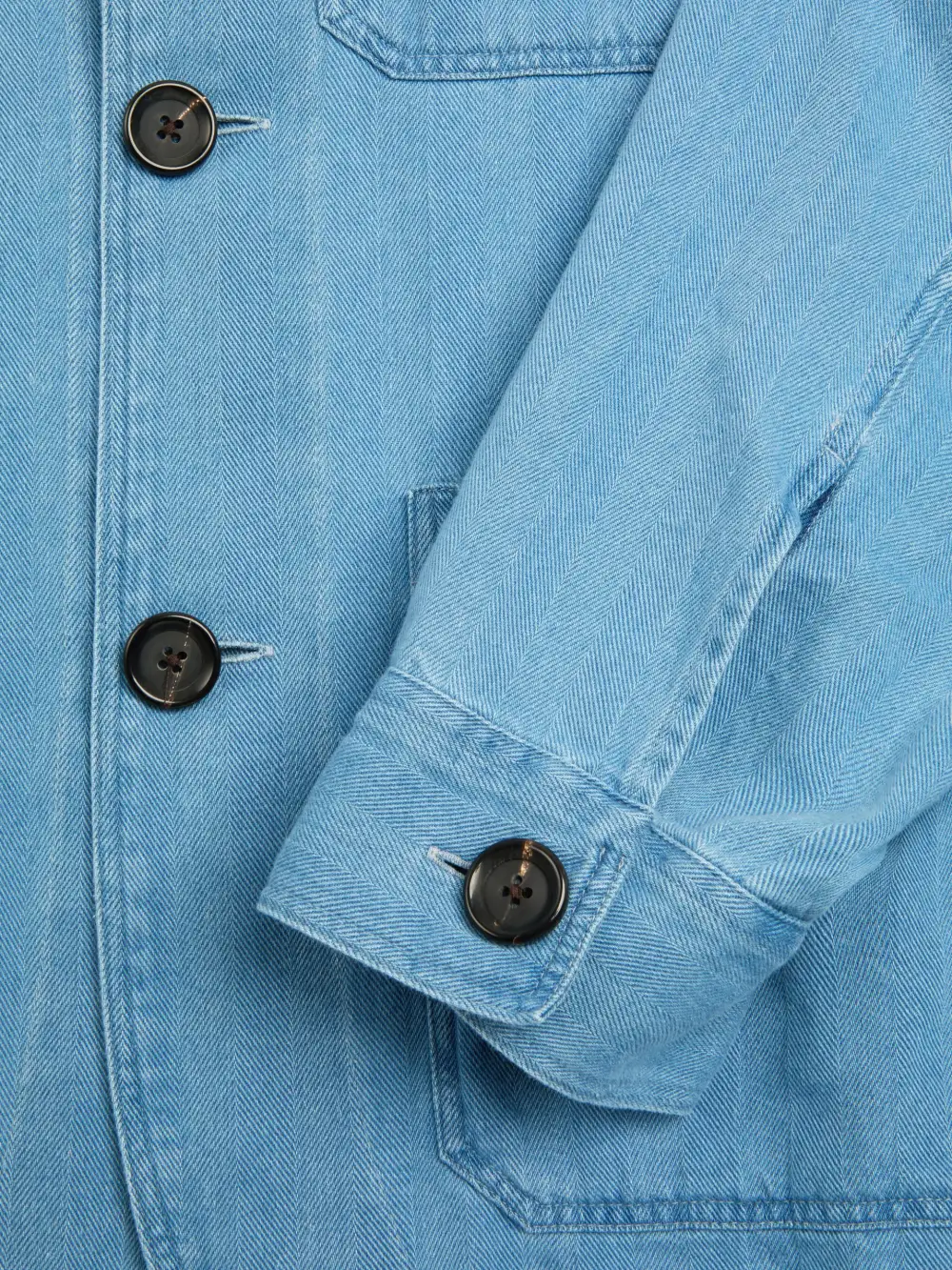 Indigo Long Sleeve Cotton-Linen Jacket