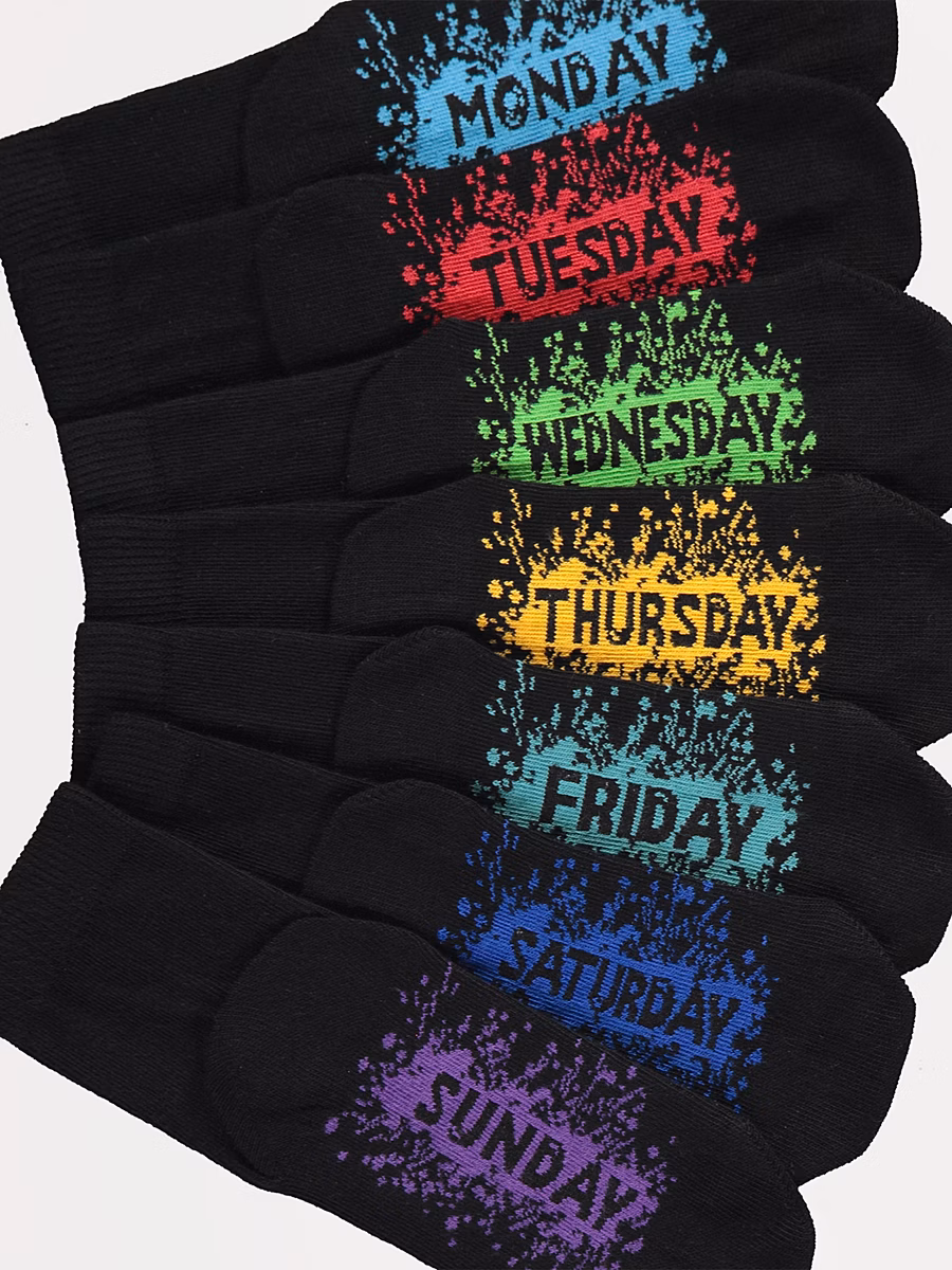 Black Days Of The Week Ankle Socks 7 Pack detail 1