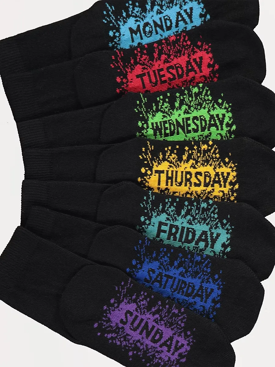 Black Days Of The Week Ankle Socks 7 Pack