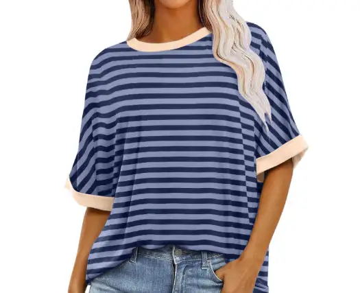 Striped Crewneck Short Sleeve Pullover
