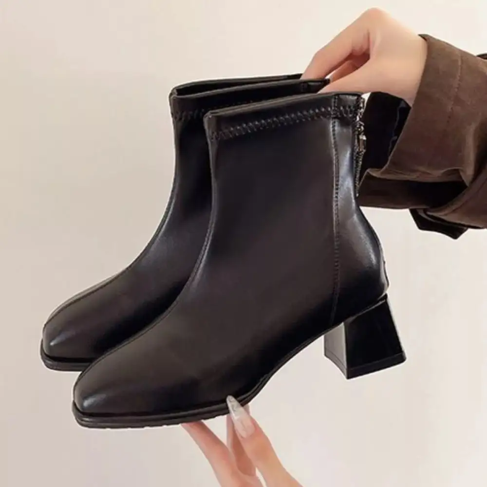Everyday Square Toe Block Heels Boots