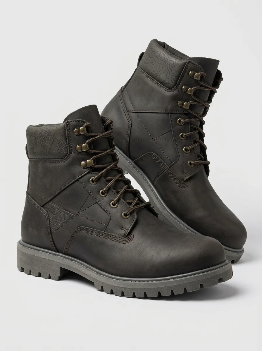 Unisex Outdoor Explorer Topographic Pattern Print Work Boots