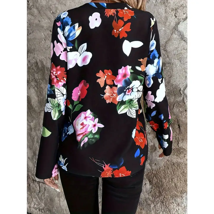 Easygoing Notched Print Blouse
