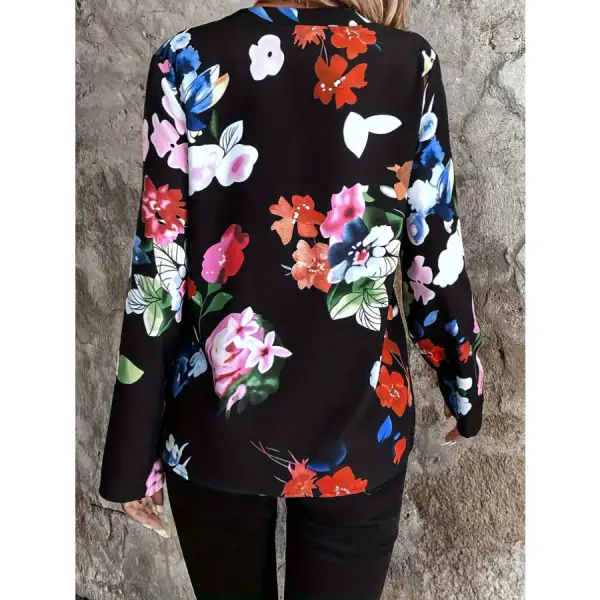 Easygoing Notched Print Blouse