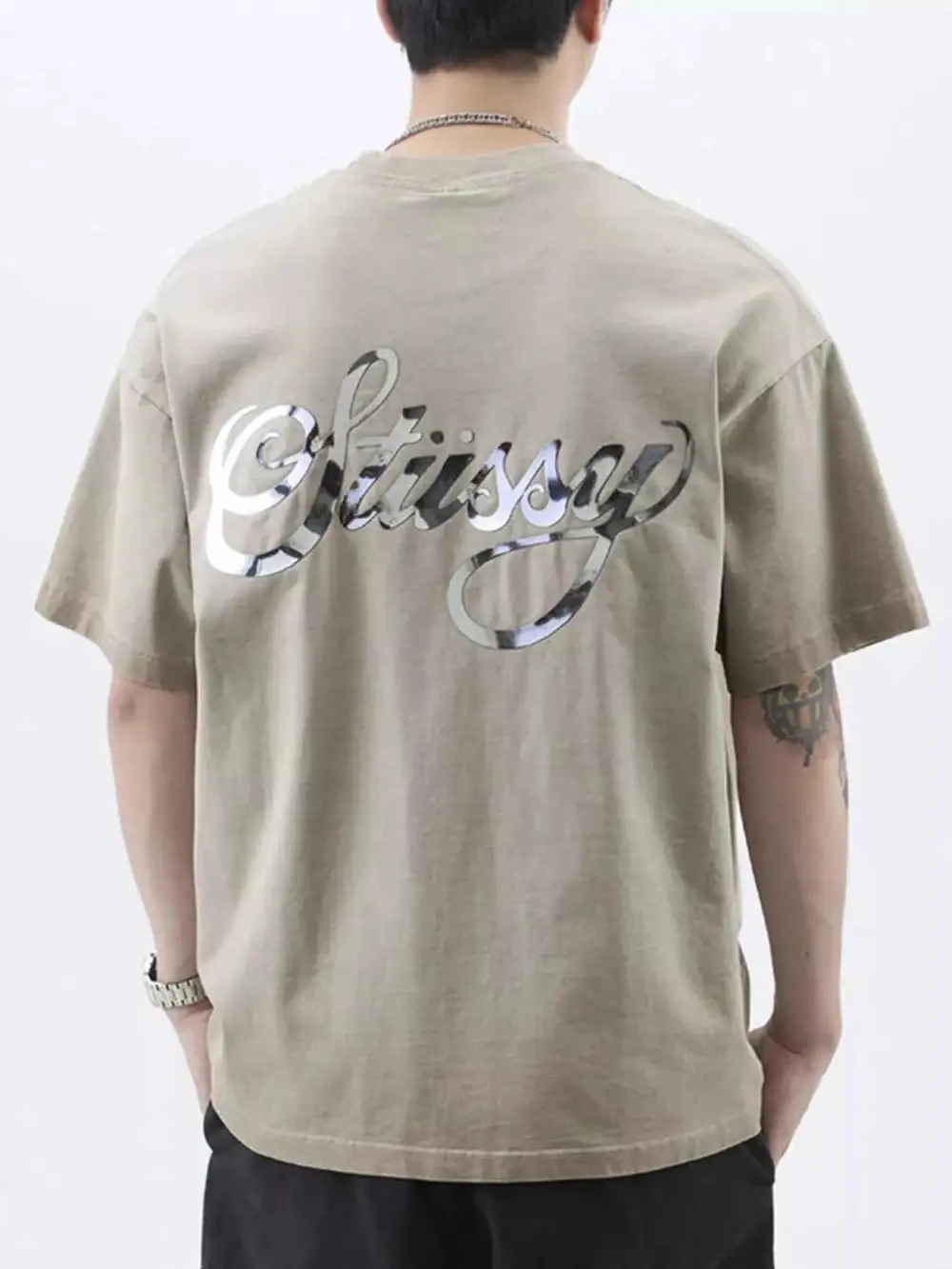 Oversized Round Neck Letter Graphic T-Shirt