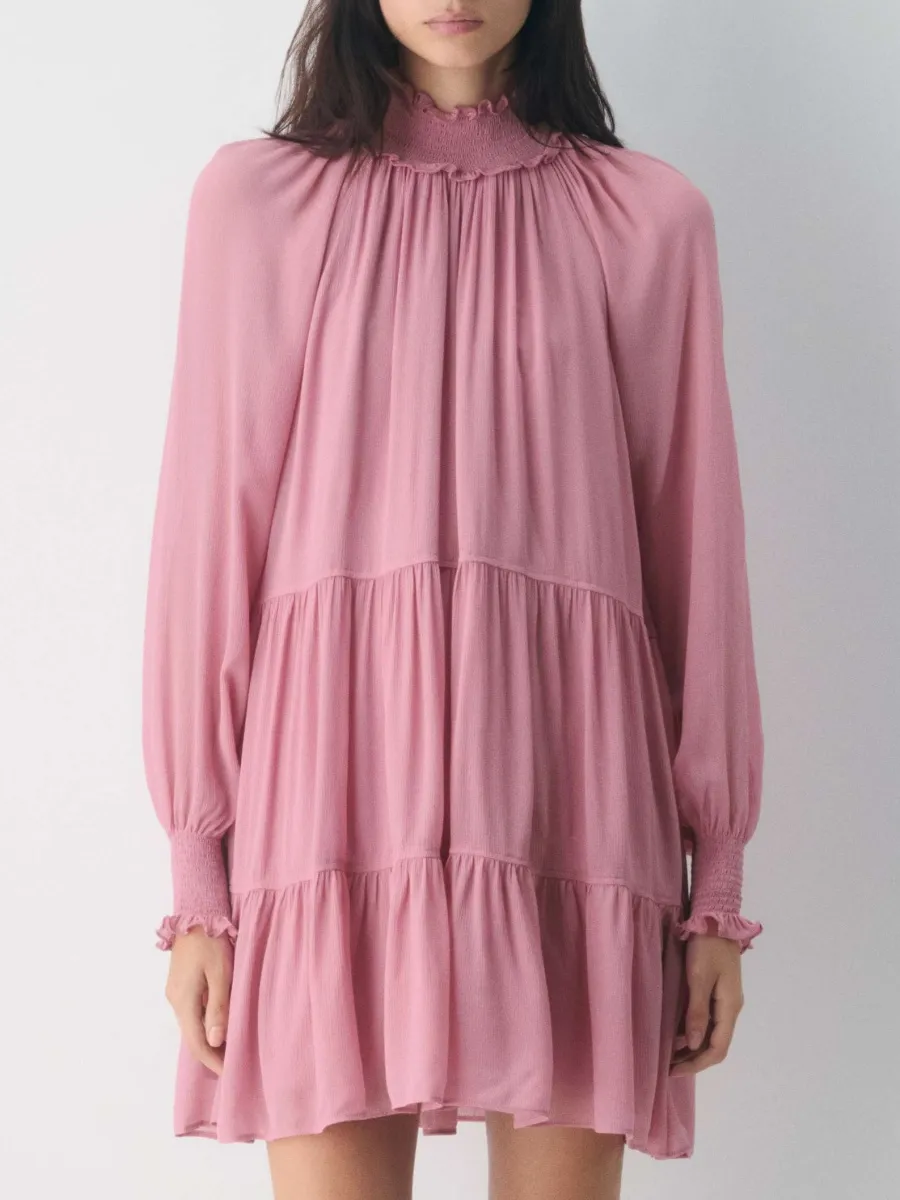 Elegant Tiered Long Sleeve Dress