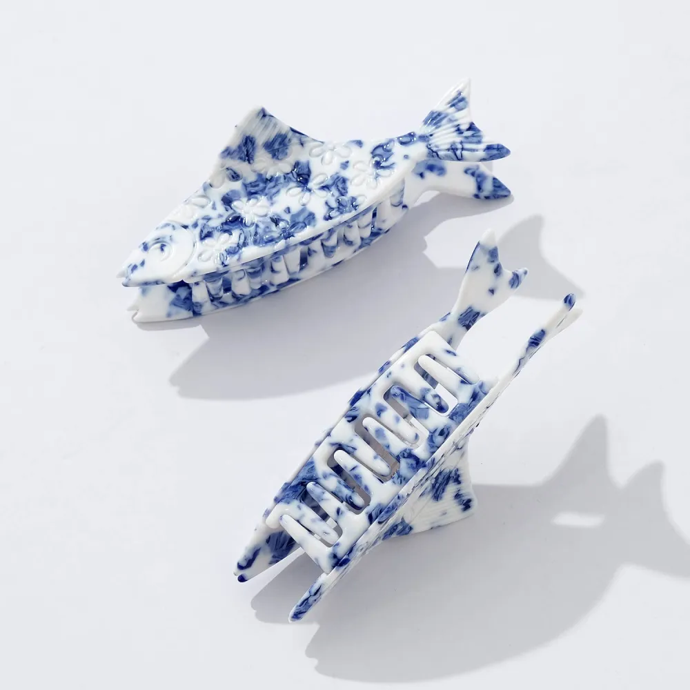 Floral Fish Claw Clip