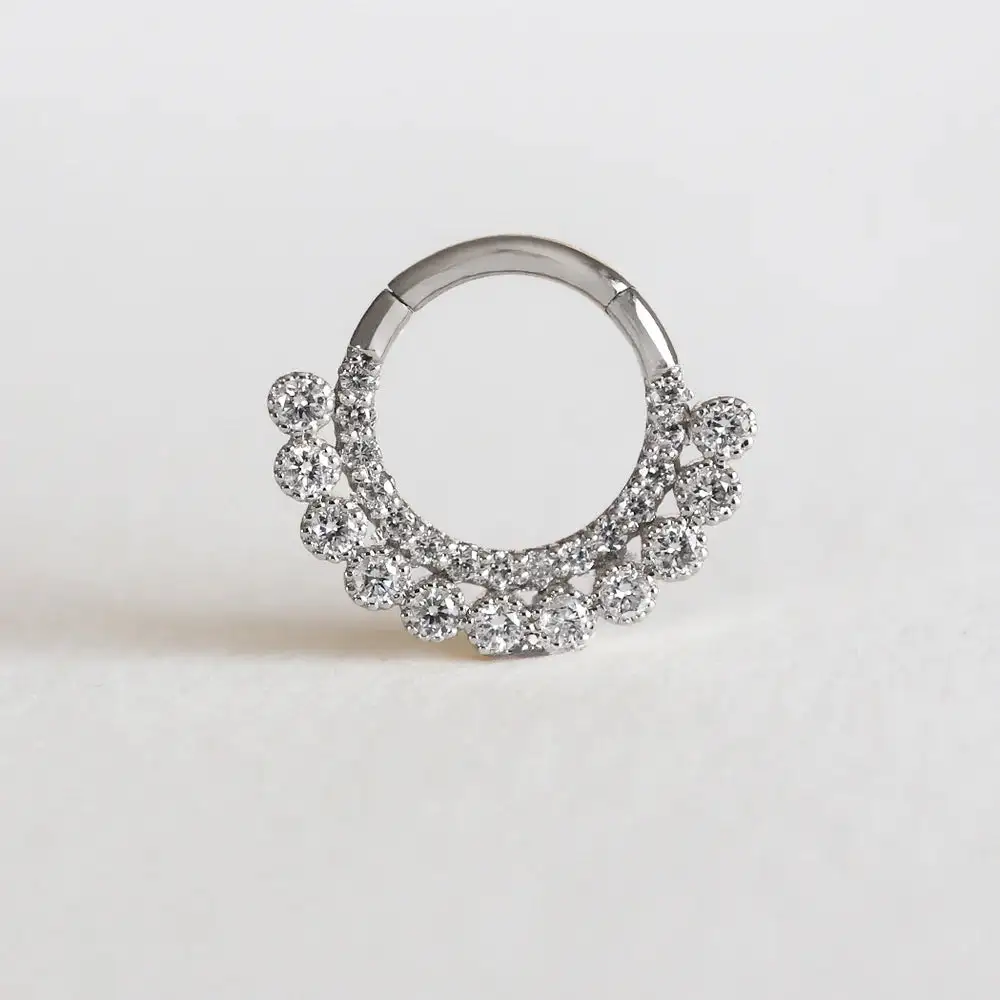 Modern Diamond Clicker Hoop Earring