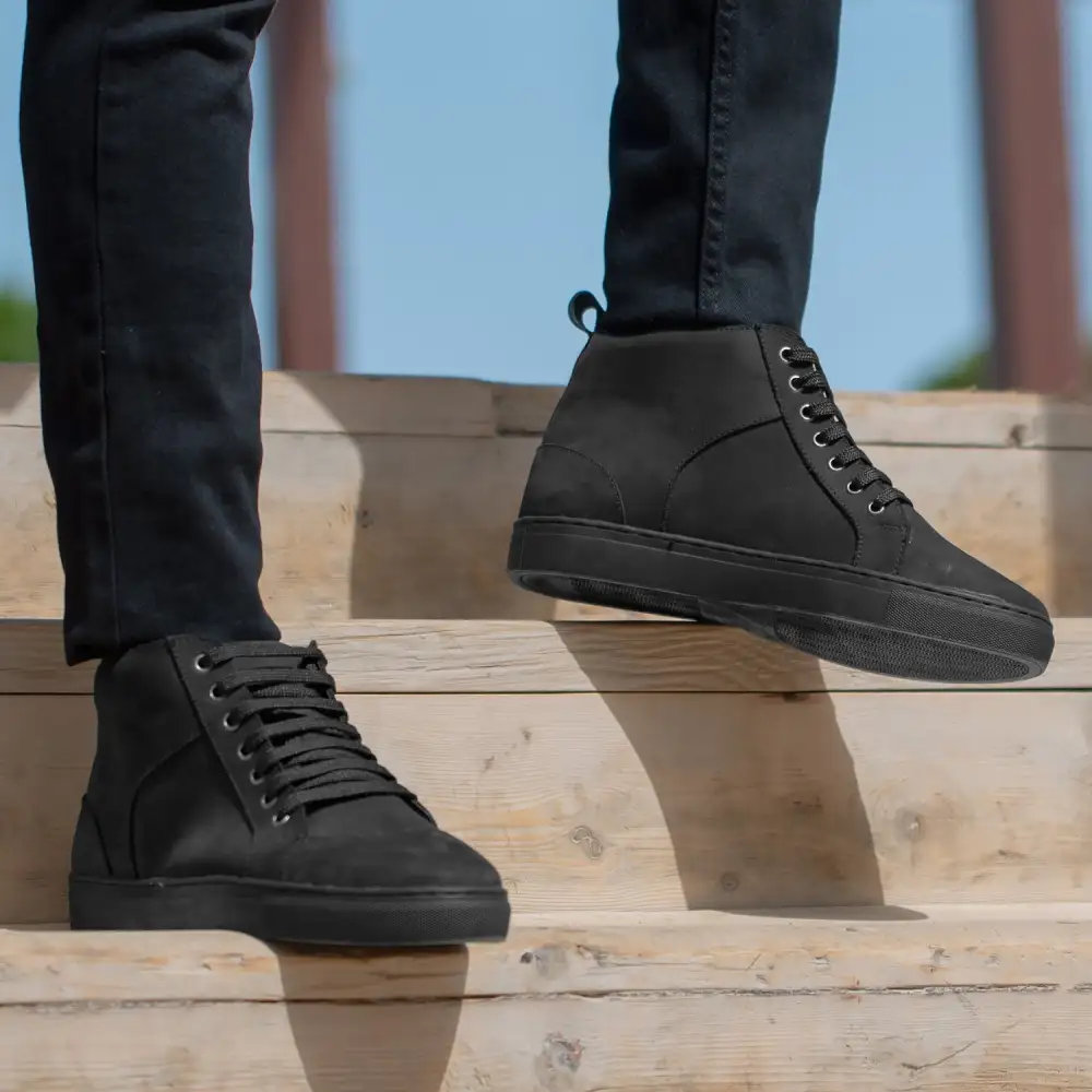 Nubuck Leather High Top Sneakers