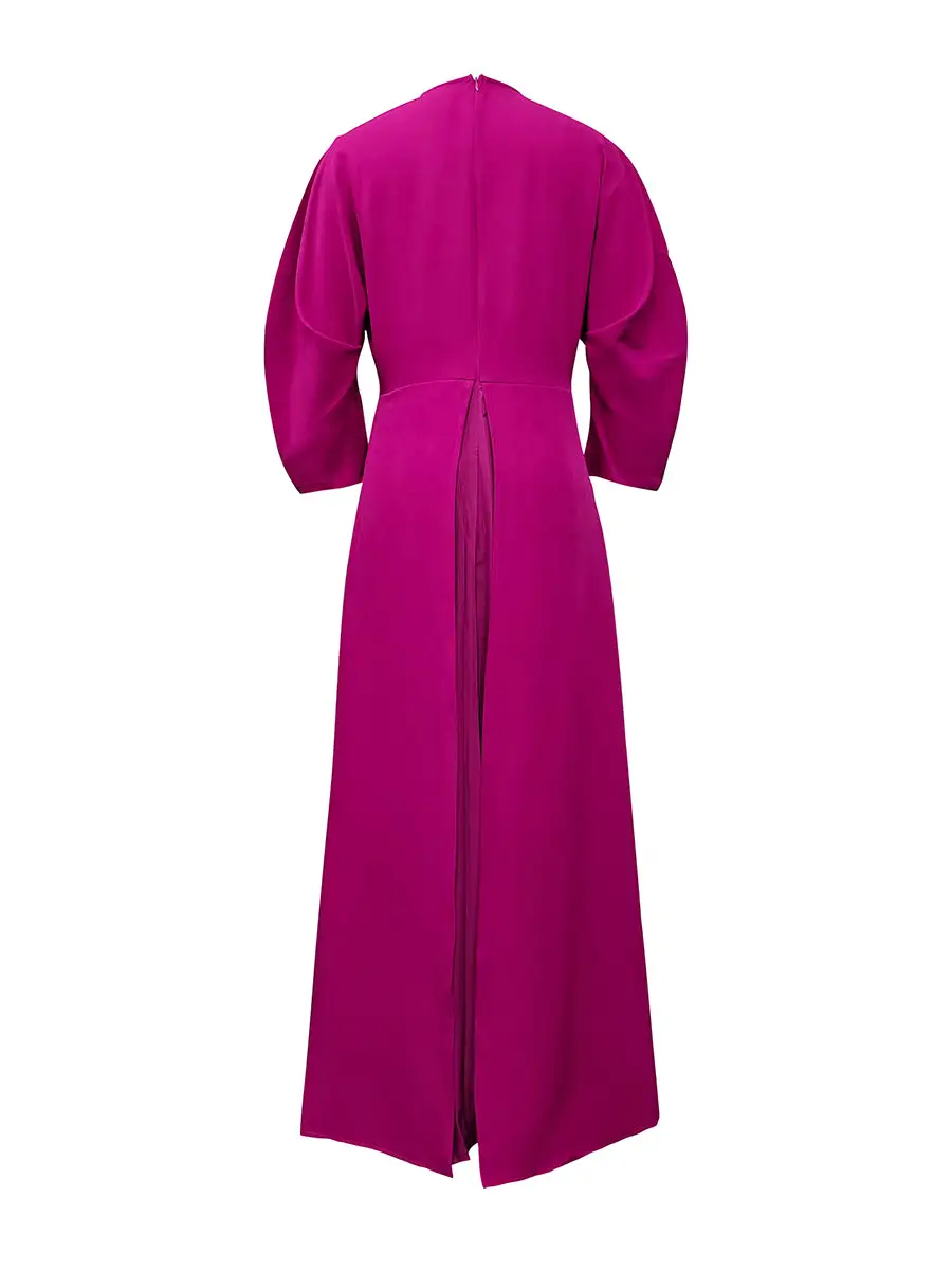 Tiered Pleated Long Neck Maxi Dress