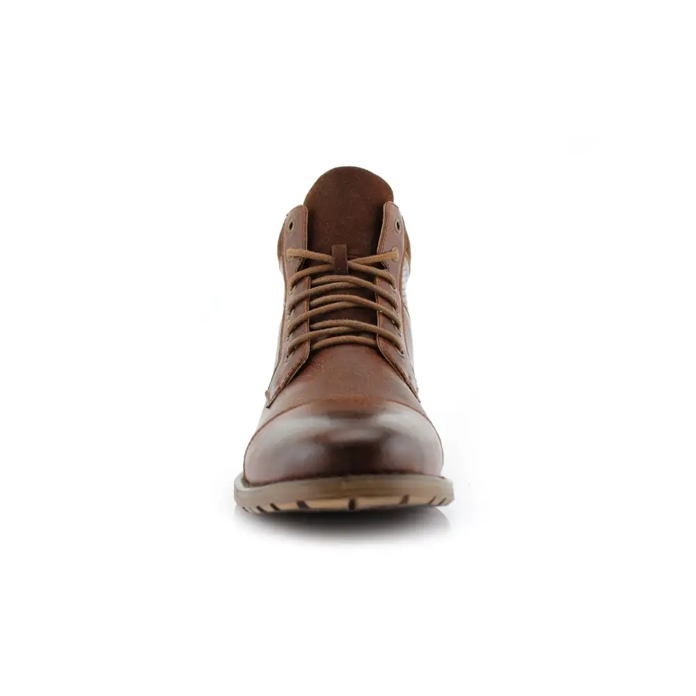Faux-Suede Suede Faux-Leather Combat Boots