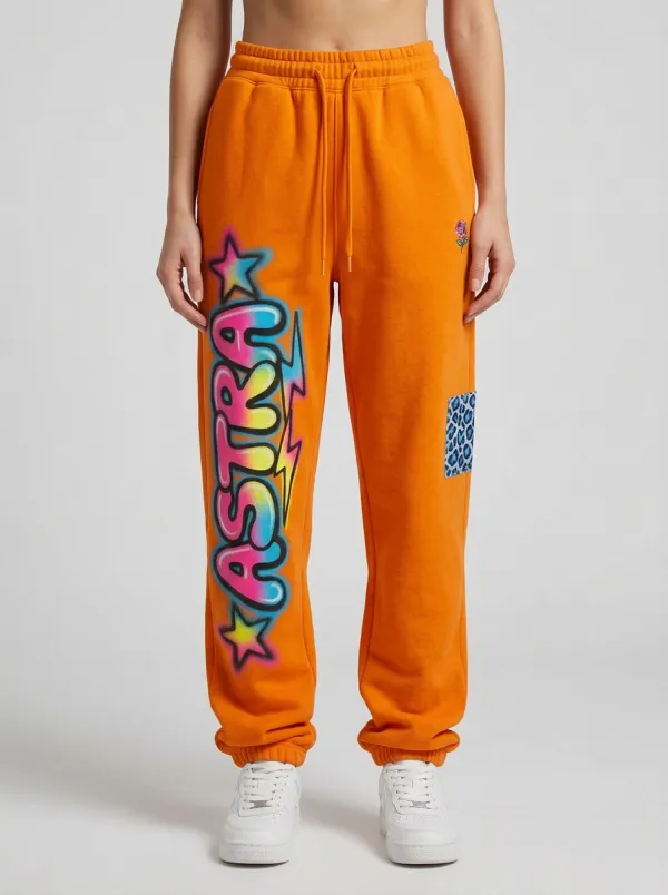 Unisex Streetwear Graffiti Leopard Star Patch Sweatpants