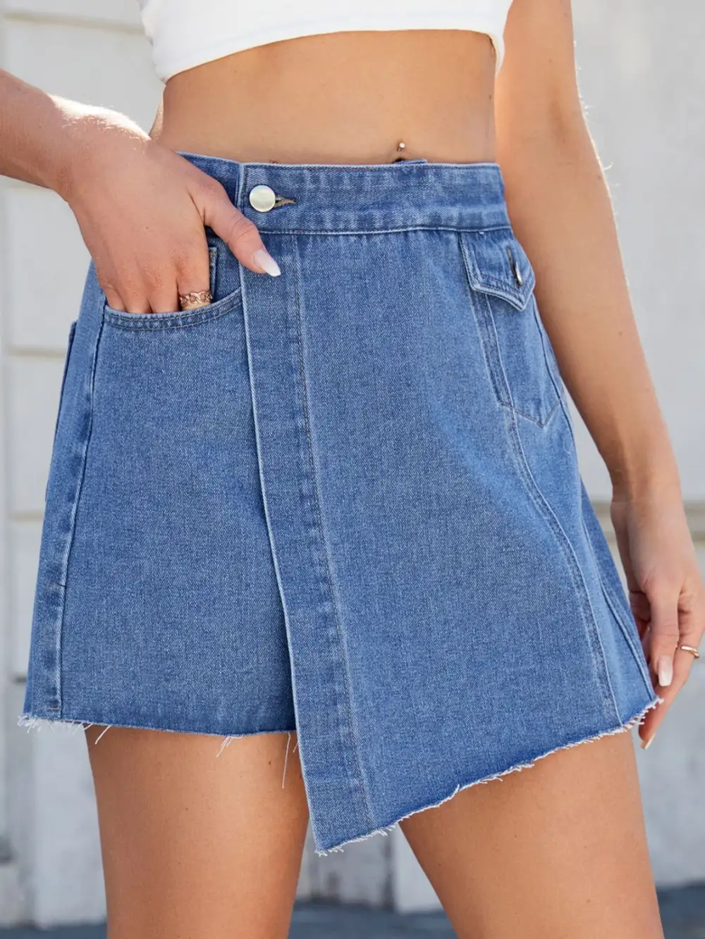Denim Frayed Skort