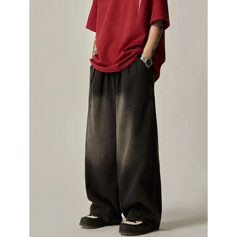 Ombre Fade Wide-Leg Relaxed Denim Jeans