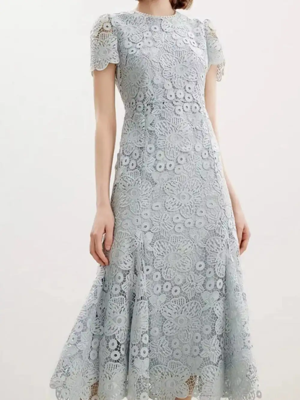 Lace Short Sleeve Dress Casual
