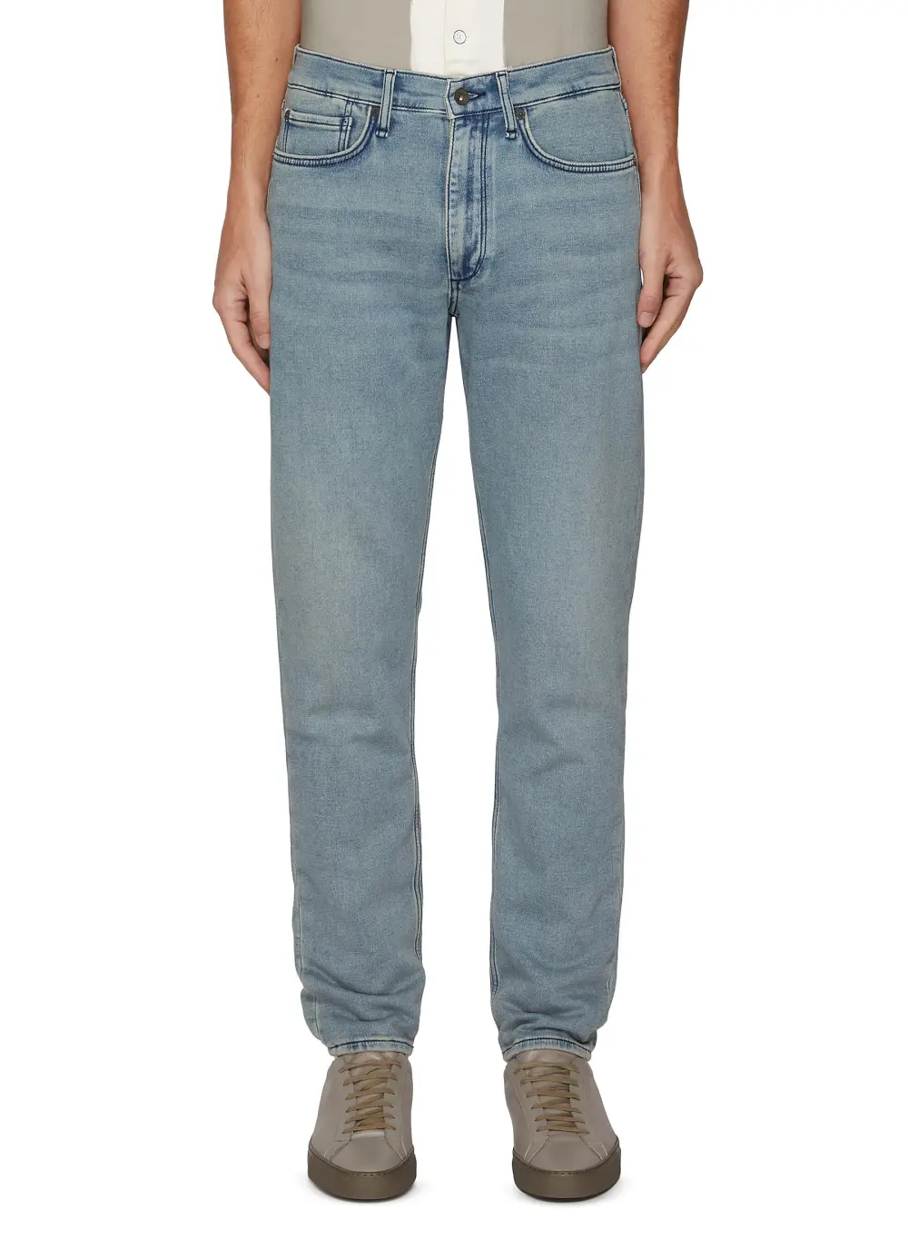 Simple Straight-Cut Soft Light Blue Cottom Jeans
