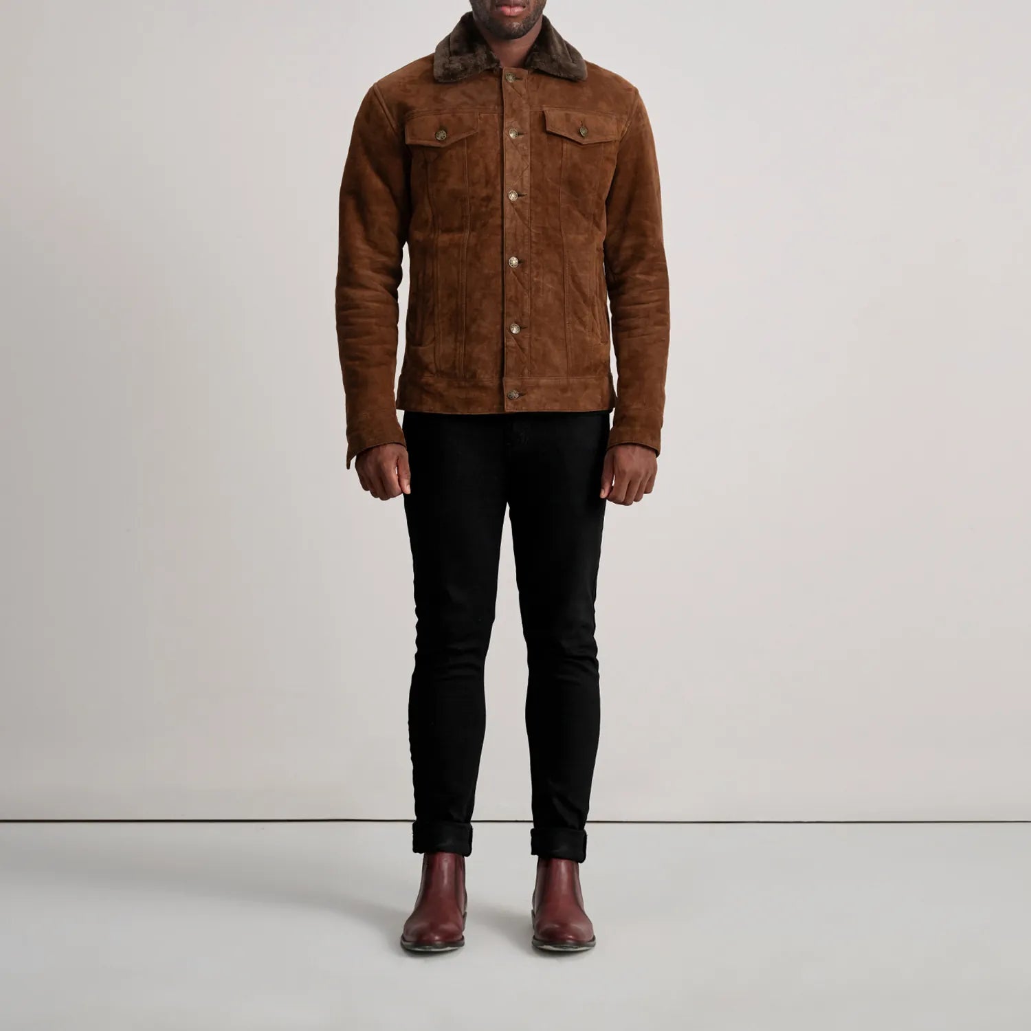 Men's Suede Shearling Trucker Jacket