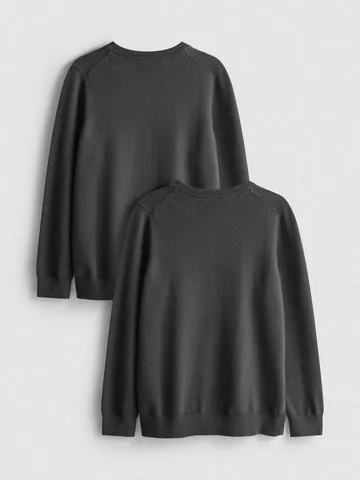 7-15yrs | 2pk Unisex Cotton Rich V-Neck School Jumpers