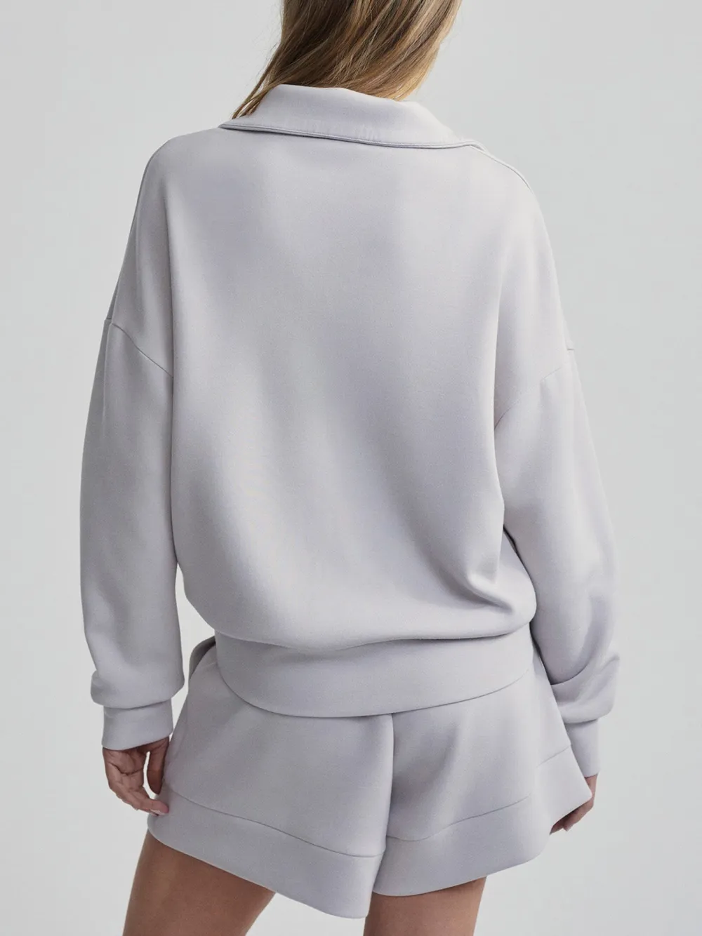 Chic Quarter-Zip Wide-Collar Loose Sweatshirt