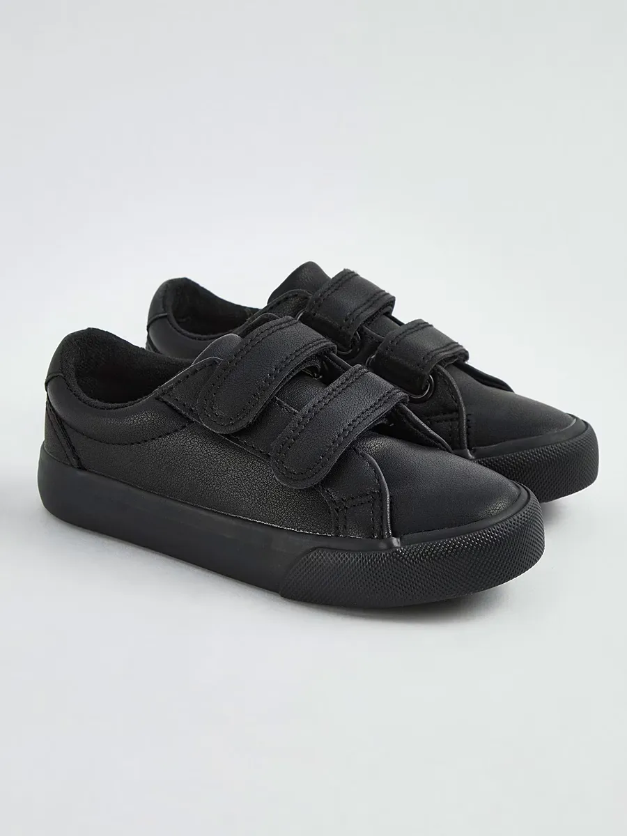Black Double Strap School Shoes