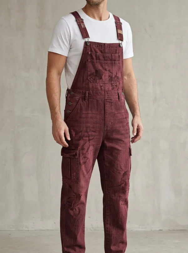 Denim Cargo Overalls