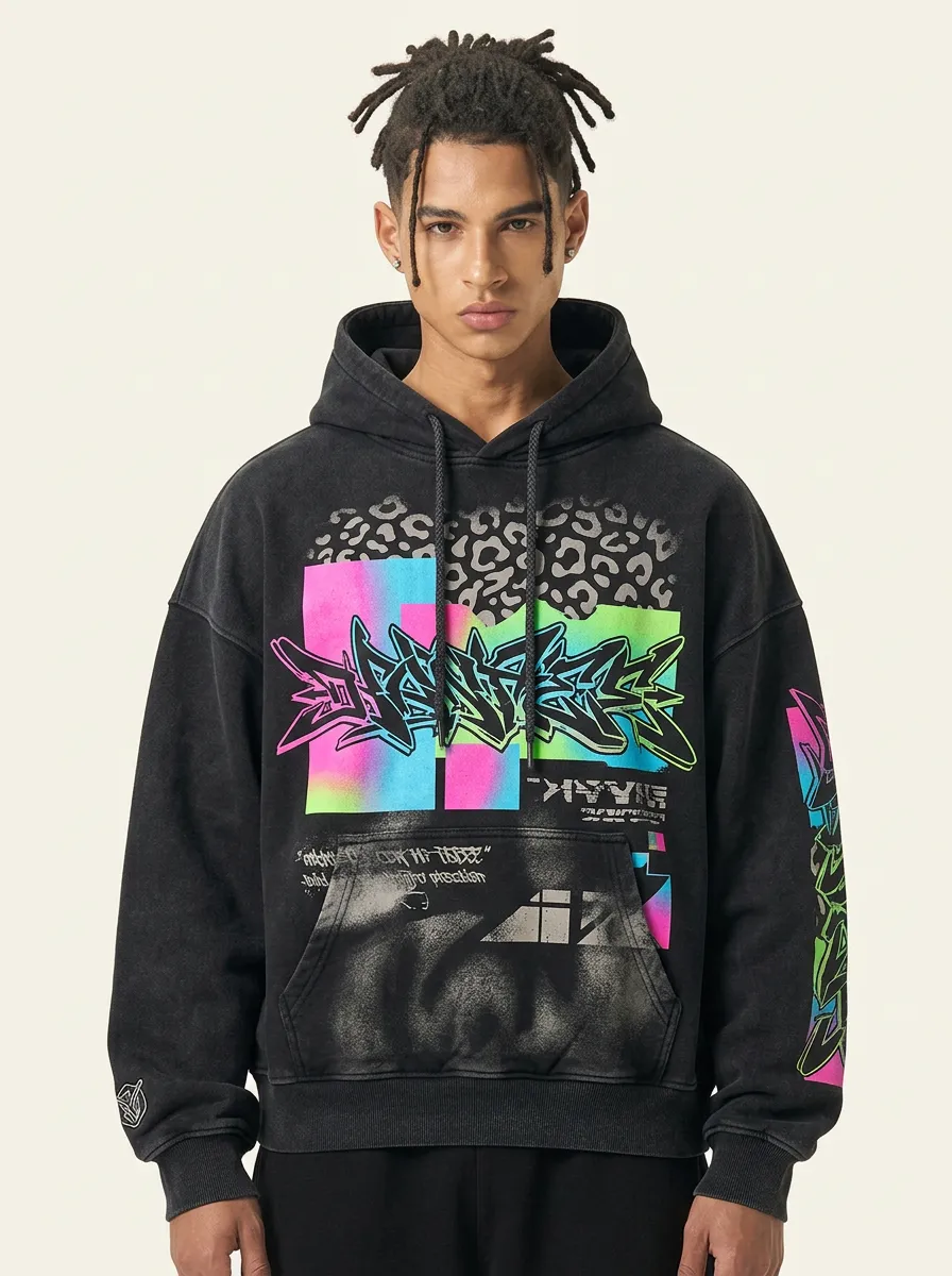 Unisex Graphic Streetwear Graffiti Leopard Hoodie