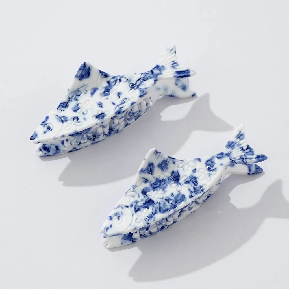 Floral Fish Claw Clip