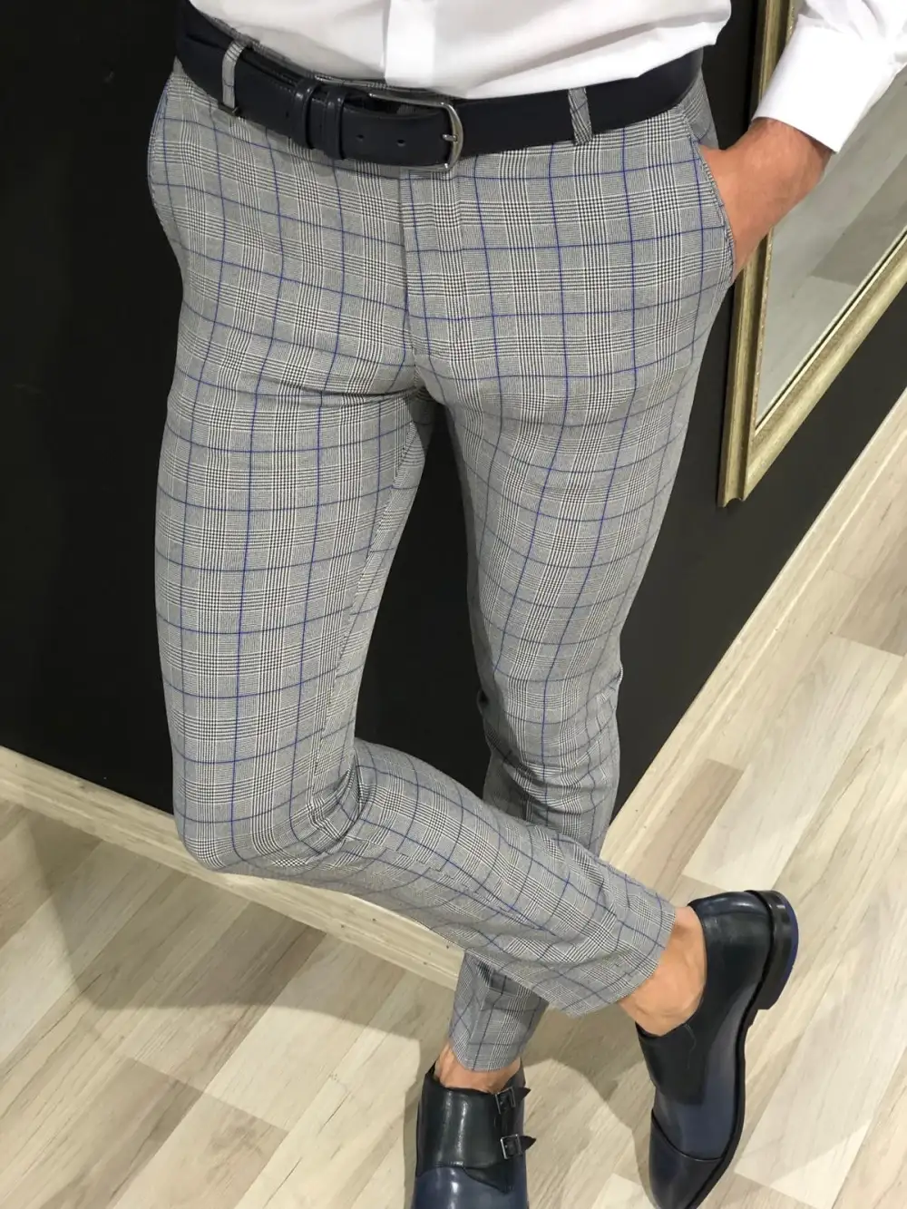 Refined Relaxed Slim Fit Plaid Tailored Trousers