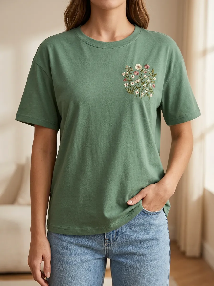 Modern Casual Graphic Print Floral Print Women's Short Sleeve Tee