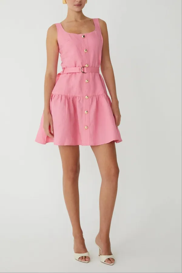 Linen Drop Waist Mini Dress