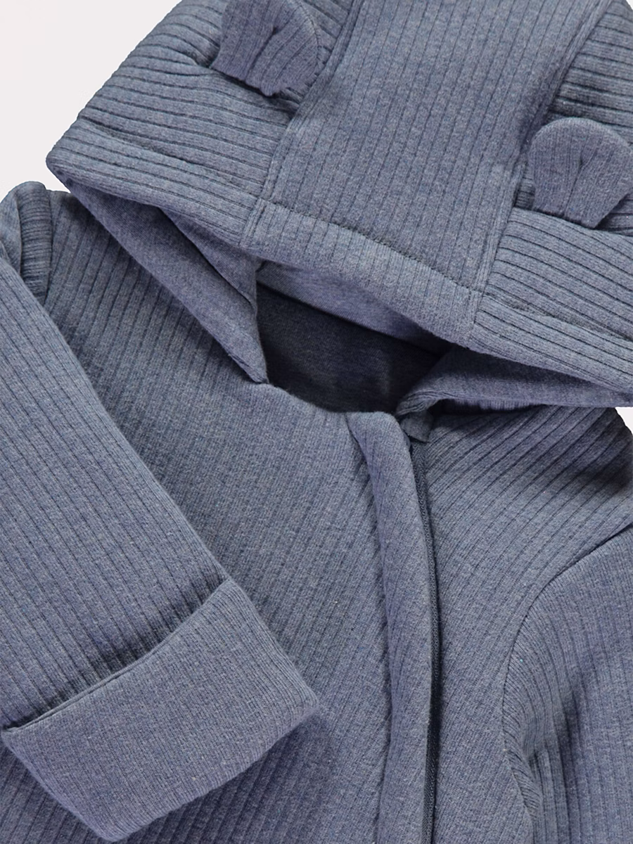 Blue Ribbed Jersey Pramsuit detail 1