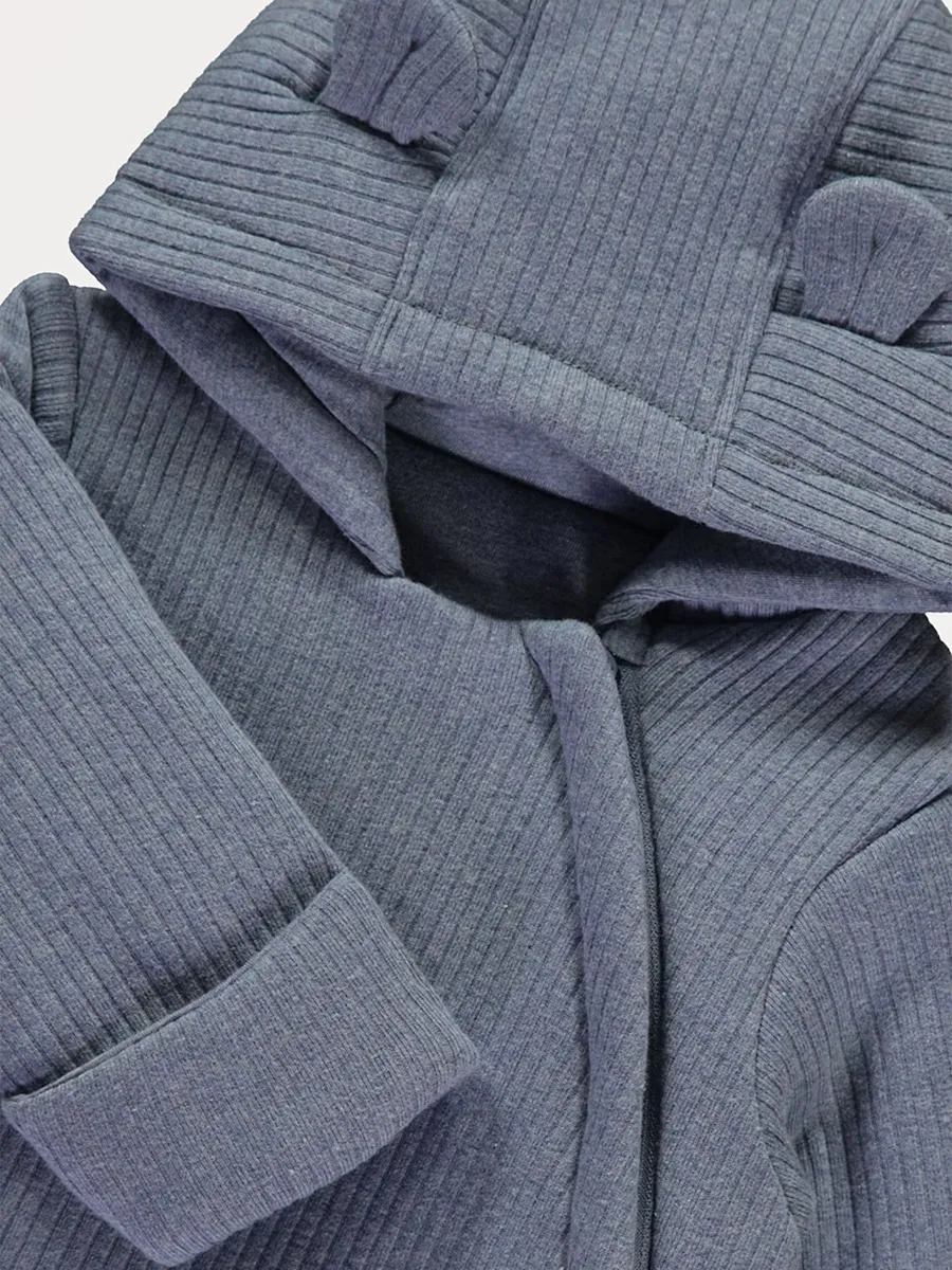 Blue Ribbed Jersey Pramsuit