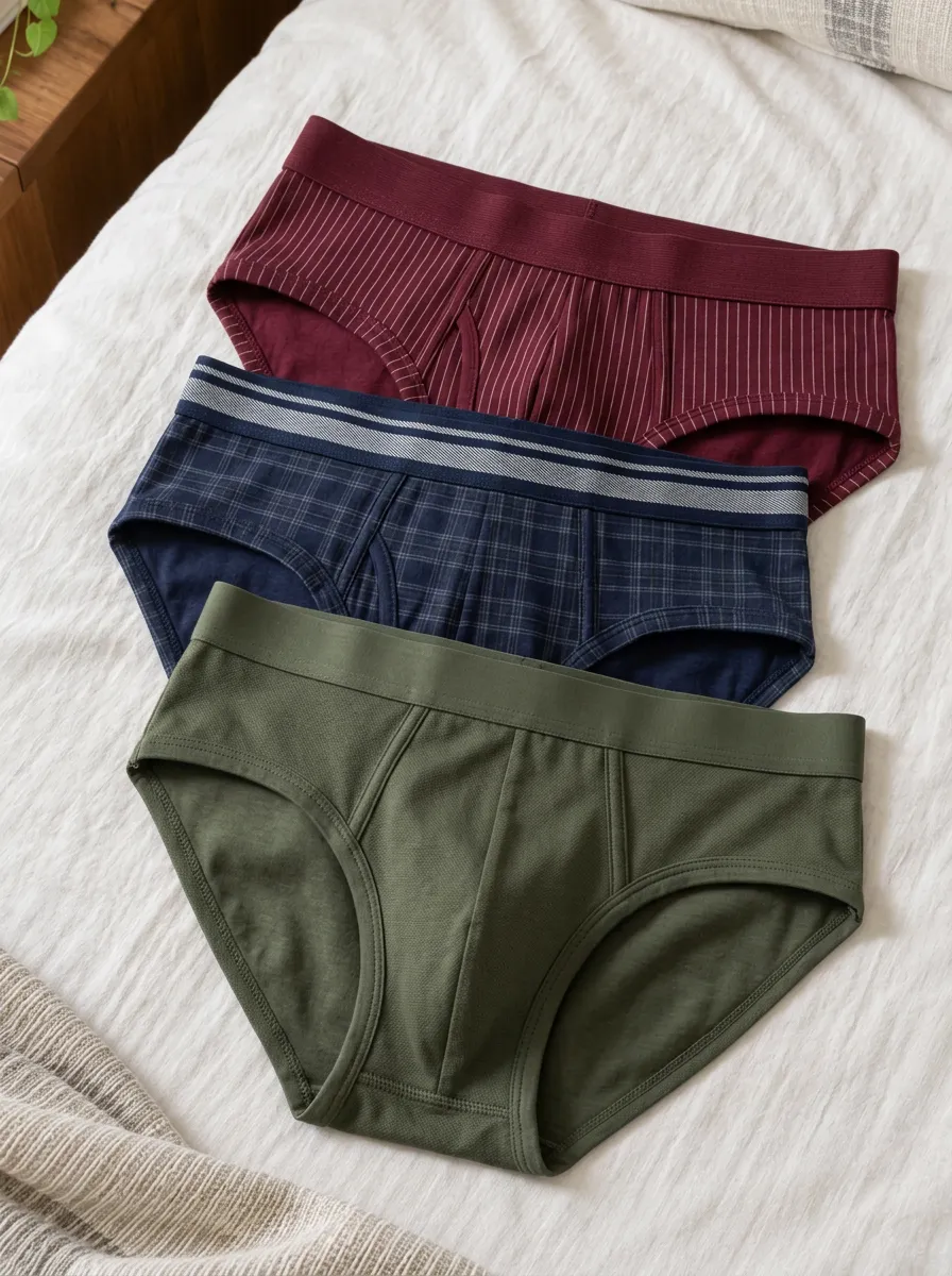 Men's Striped Plaid Solid Color 3-Pack Printed Briefs
