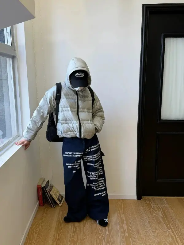 Text Print Jeans