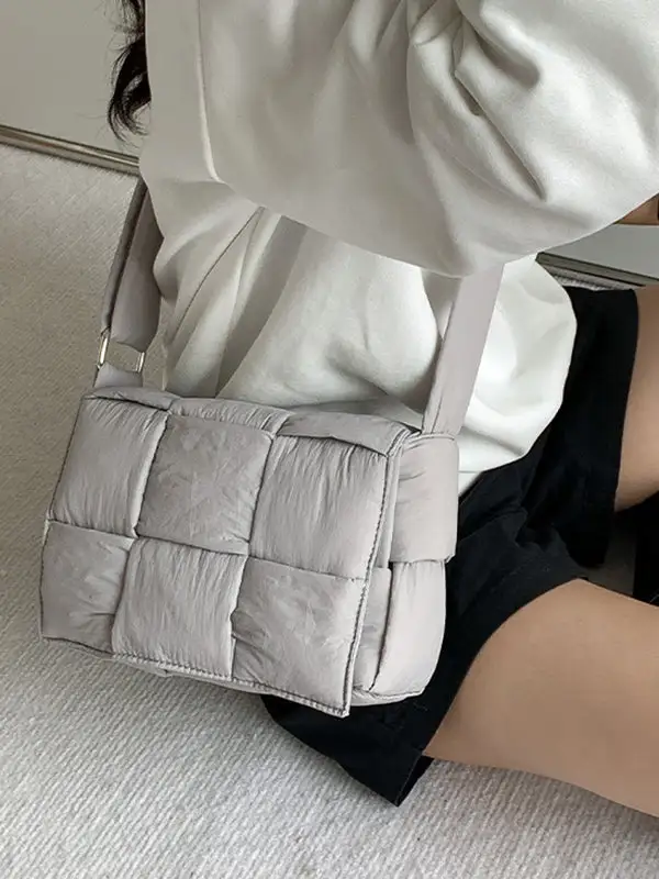 Adjustable Split-joint Padded Woven Crossbody Bag