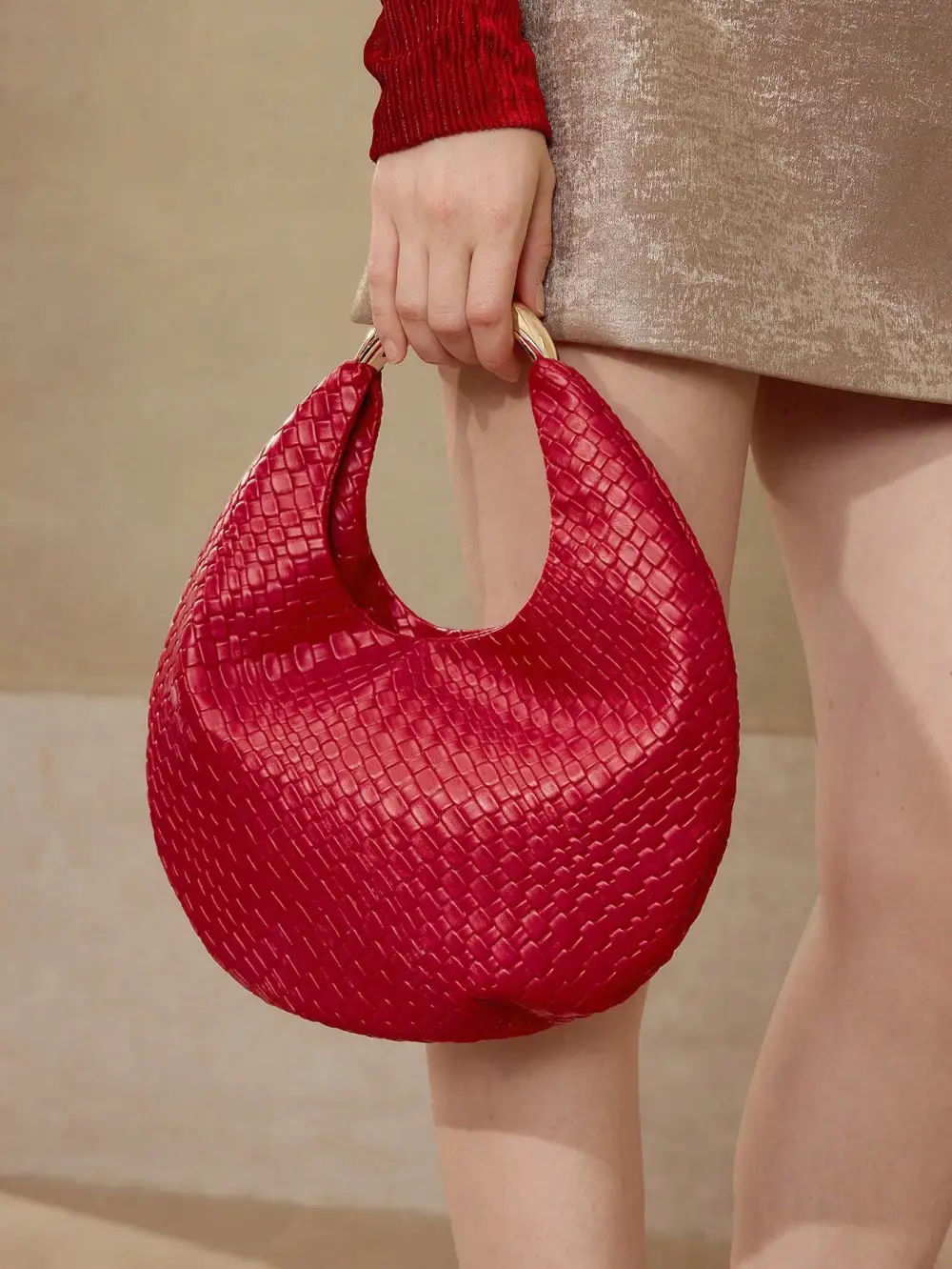 PU Leather Embossed Top Handle Bag