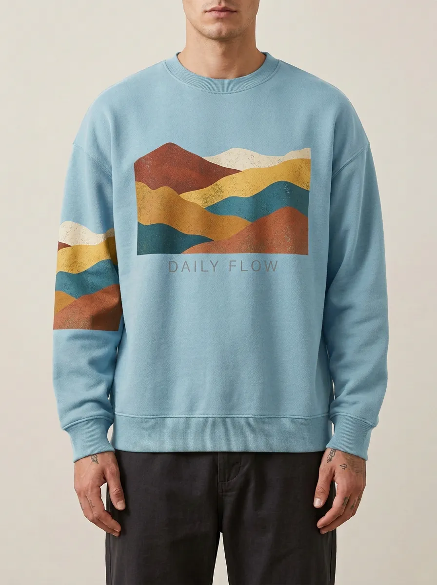 Men's Daily Flow Nature Landscape Printed Sweatshirt