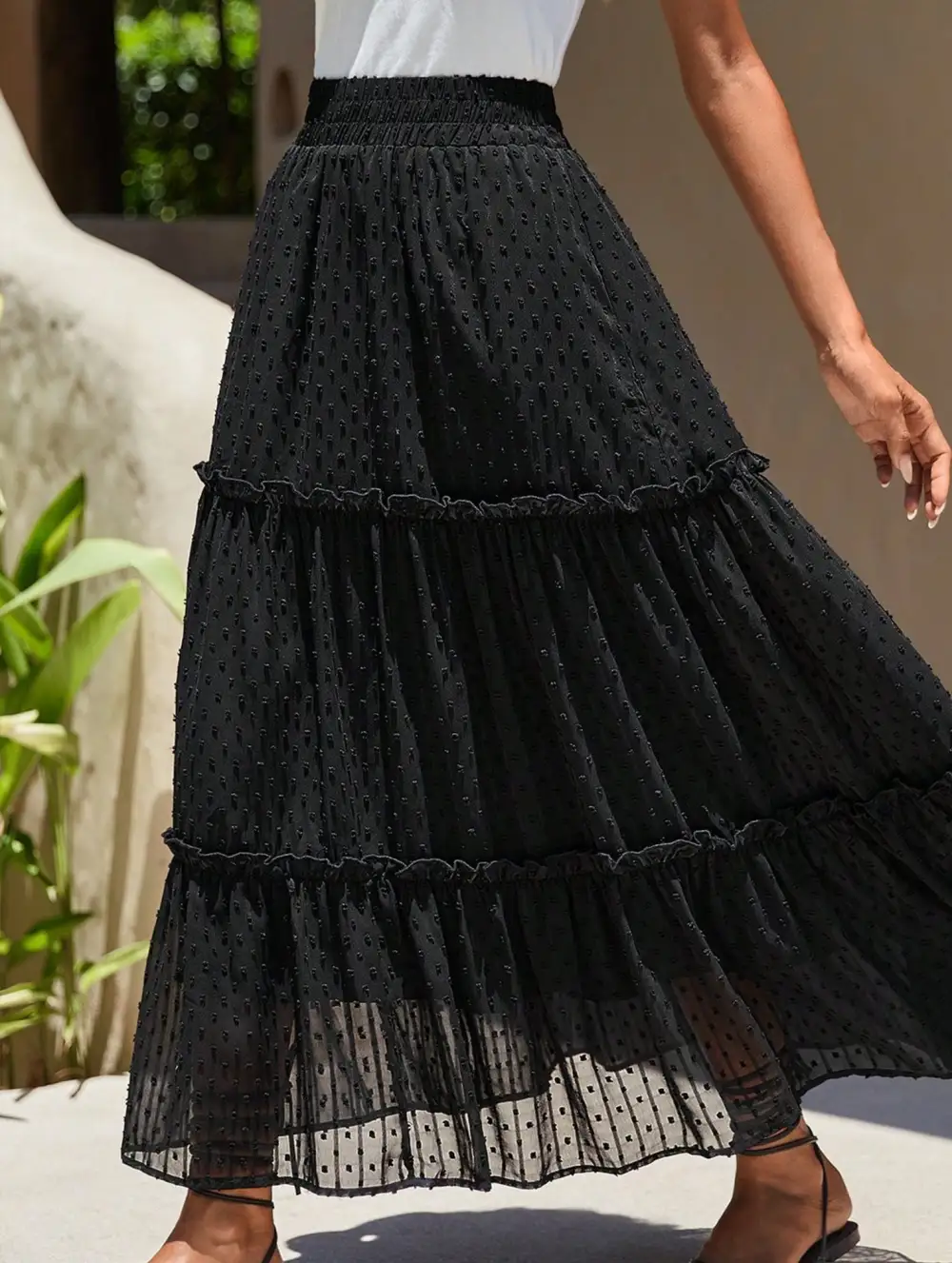 Lace Patch Maxi Skirt