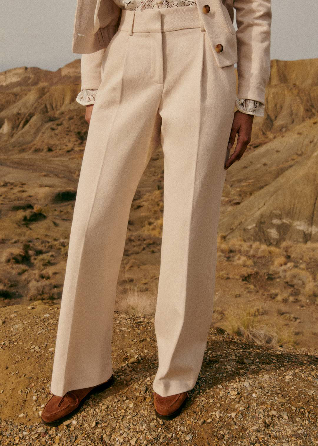 Low-Rise Flat-Pleated Trousers