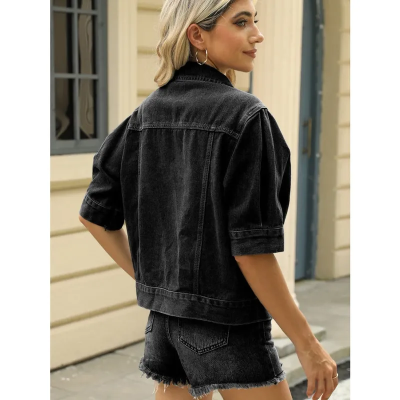Button-Down Washed Denim Jacket