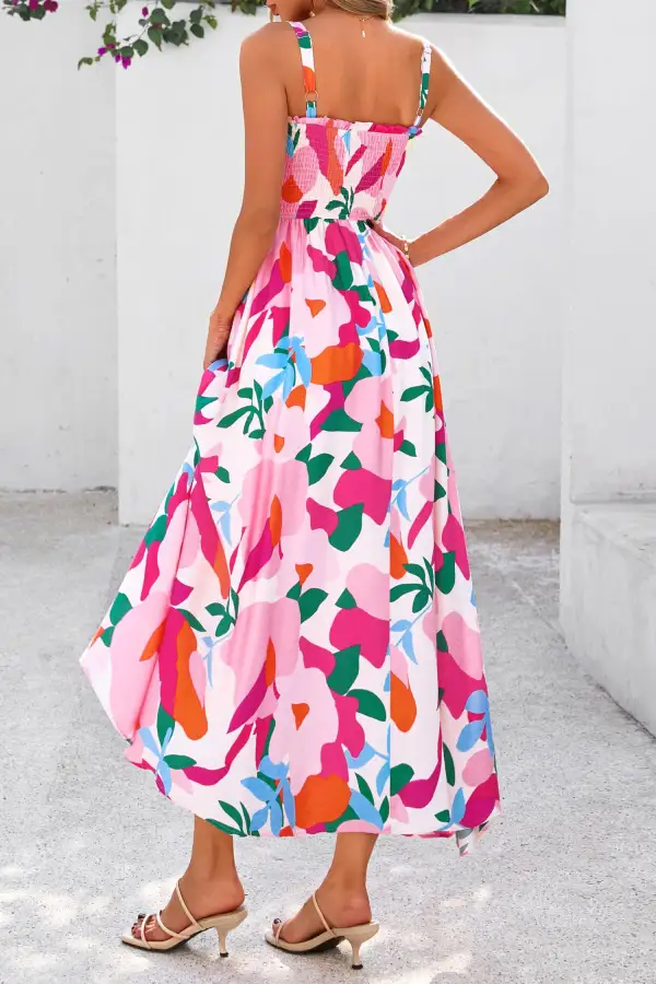 Floral Printed Smocked Dress Casual