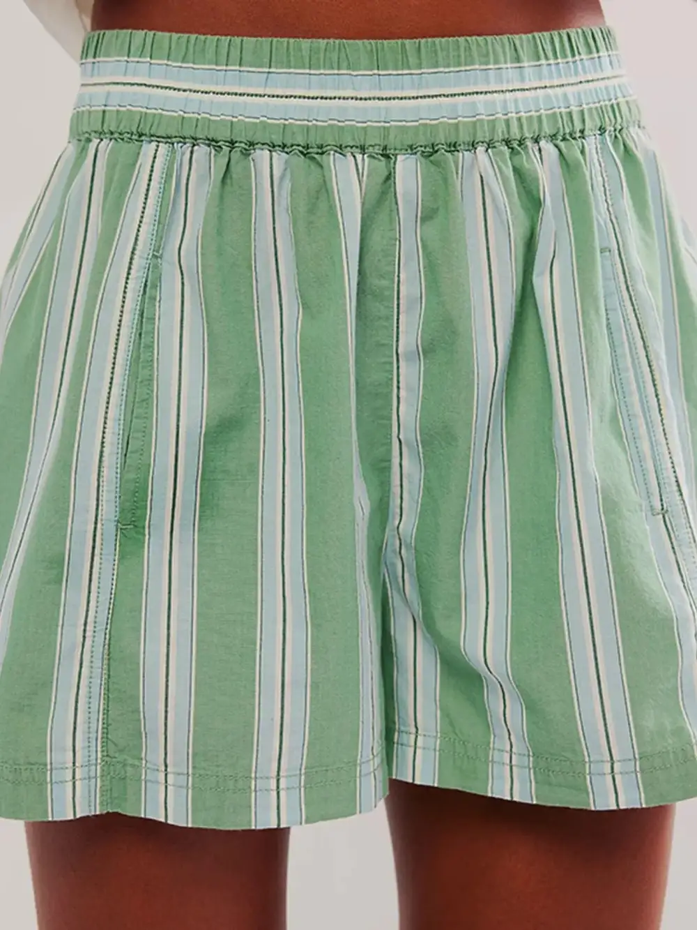 Striped High Waist Pocketed Casual Shorts