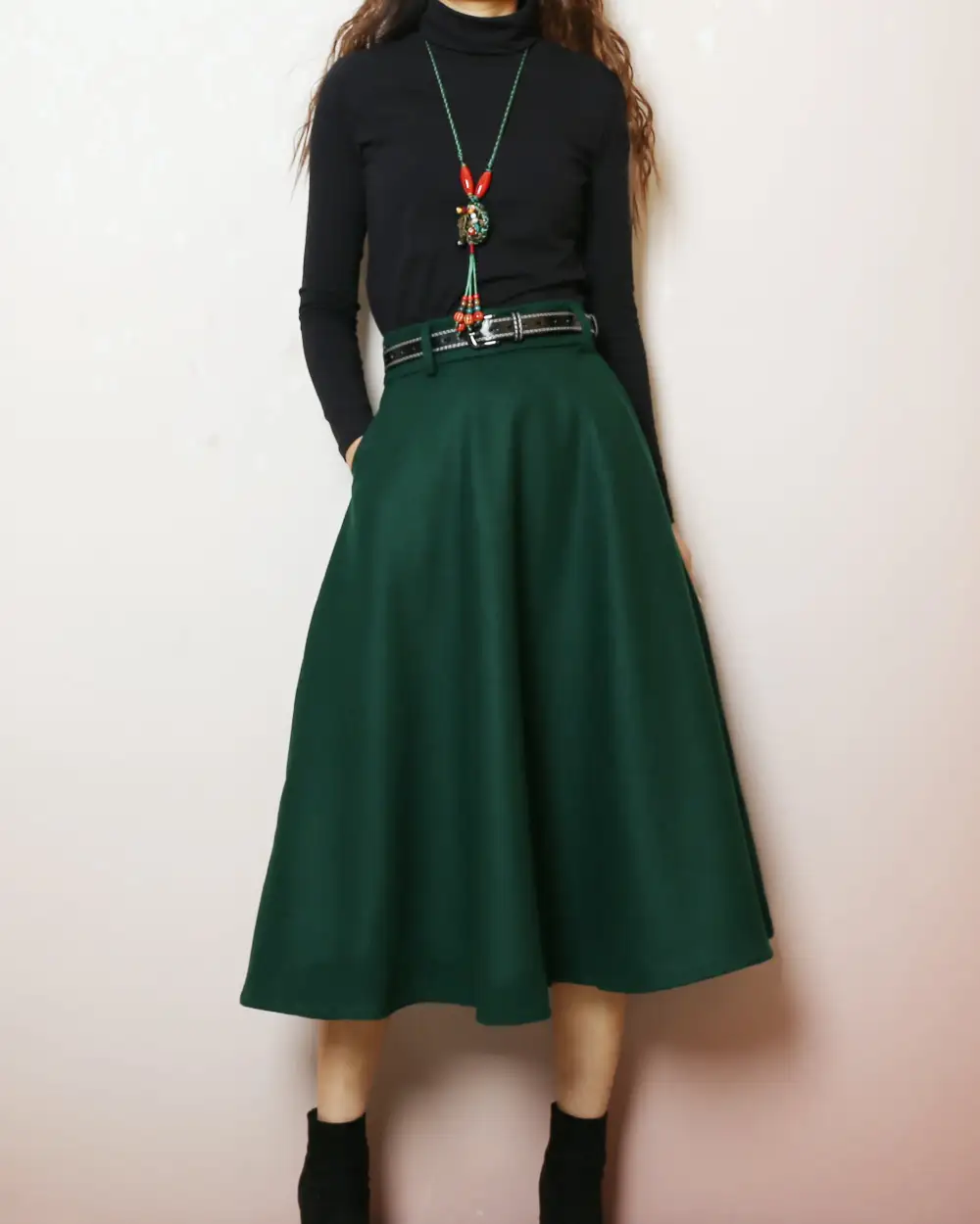 Everyday Belted Wool Maxi Skirt