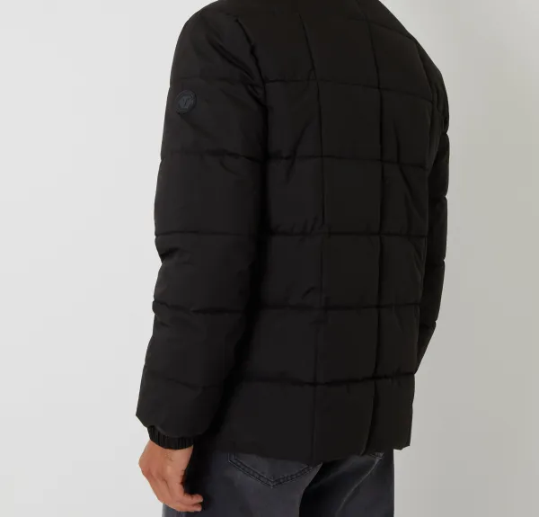 Men's Black Padded Funnel-Neck Jacket