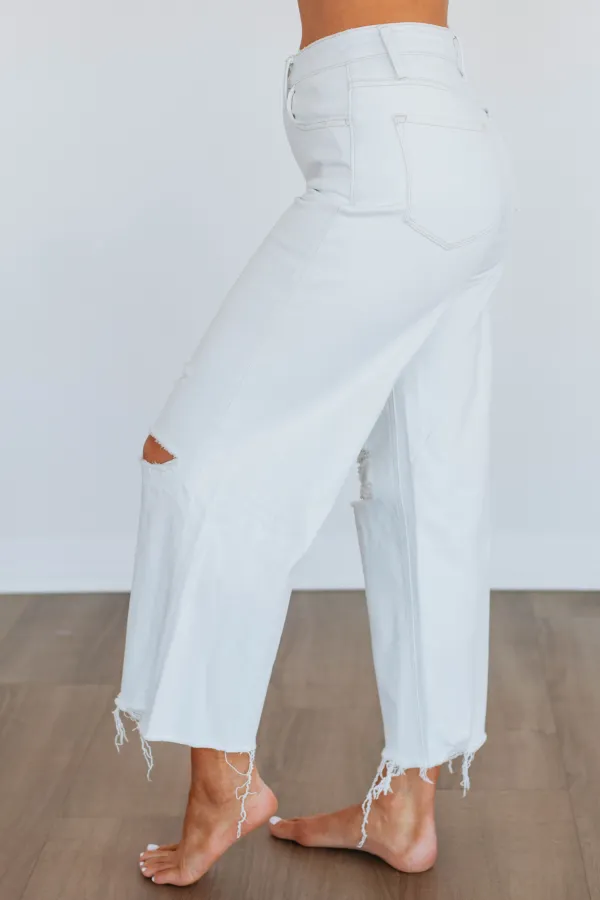 Women's High Rise Flared Leg Cropped Jeans